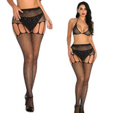 Snagging Resistance Black Rhinestone-studded Fishnet Diamonds Shining Stockings