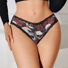 Lace Halloween Print Breathable Low-Rise Briefs