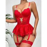 Transparent Erotic Lingerie See Through One Piece Lace Bodysuit Teddy Sets