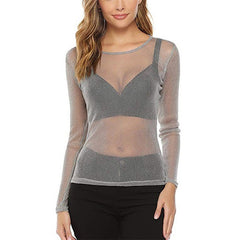 High Elastic Mesh Sexy Mesh See-Through T-Shirt