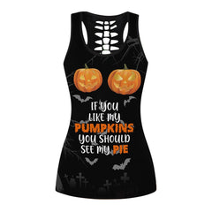 Halloween Black Bat Trousers Sleeveless Top Digital Printing Casual Suit Home Clothes