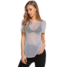 High Elastic Mesh Sexy Mesh See-Through T-Shirt