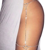 Diamond-Studded Heart-Shaped Sexy Leg Ring And Body Chain