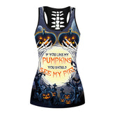 Halloween White Skull Trousers Sleeveless Top Digital Printing Casual Suit Home Clothes