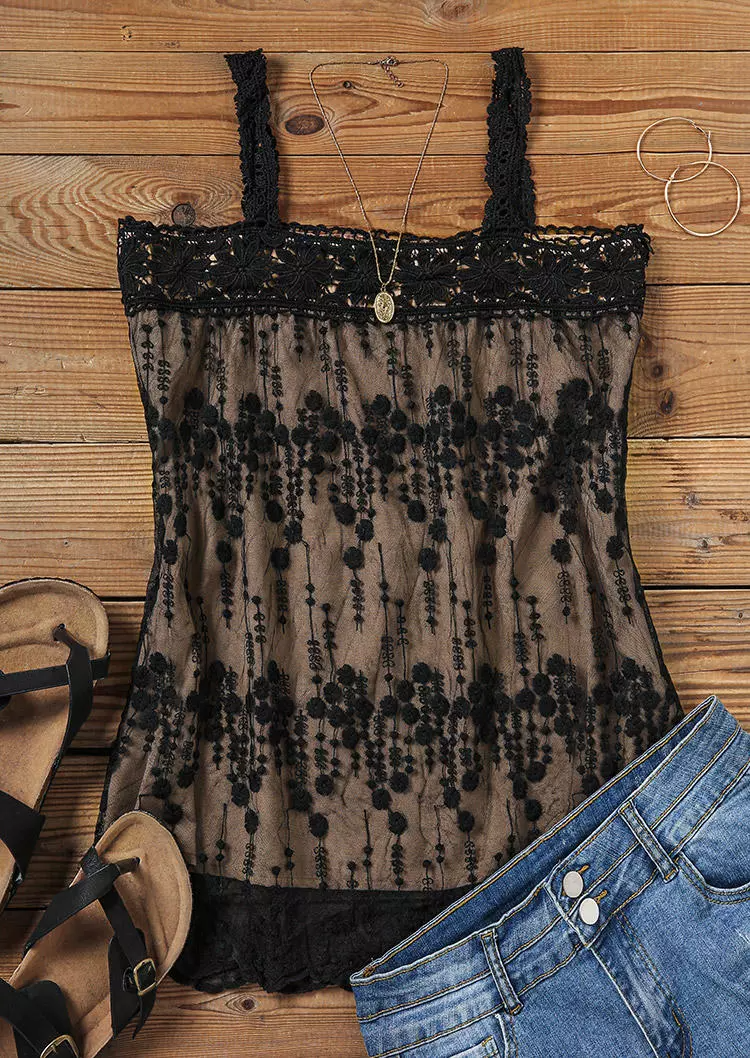 Open Back Lace Splicing Tank