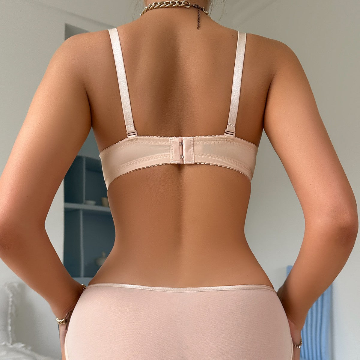 Embroidered Butterfly Underwire Non-Slip Underwear Set