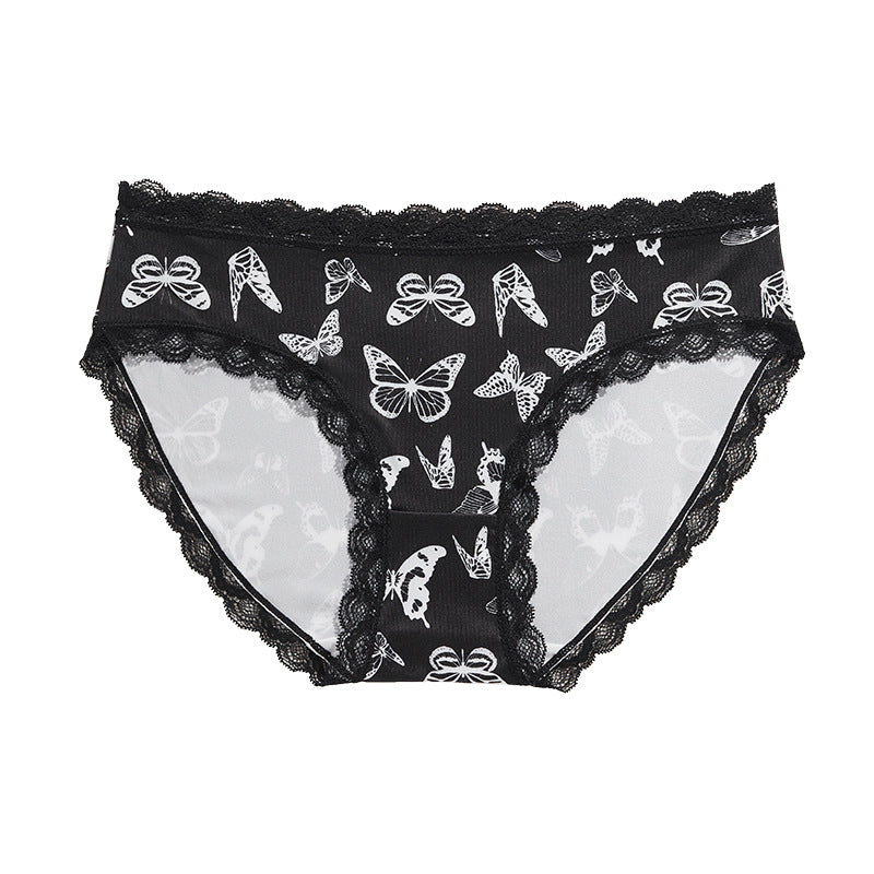 Lace Halloween Print Breathable Low-Rise Briefs