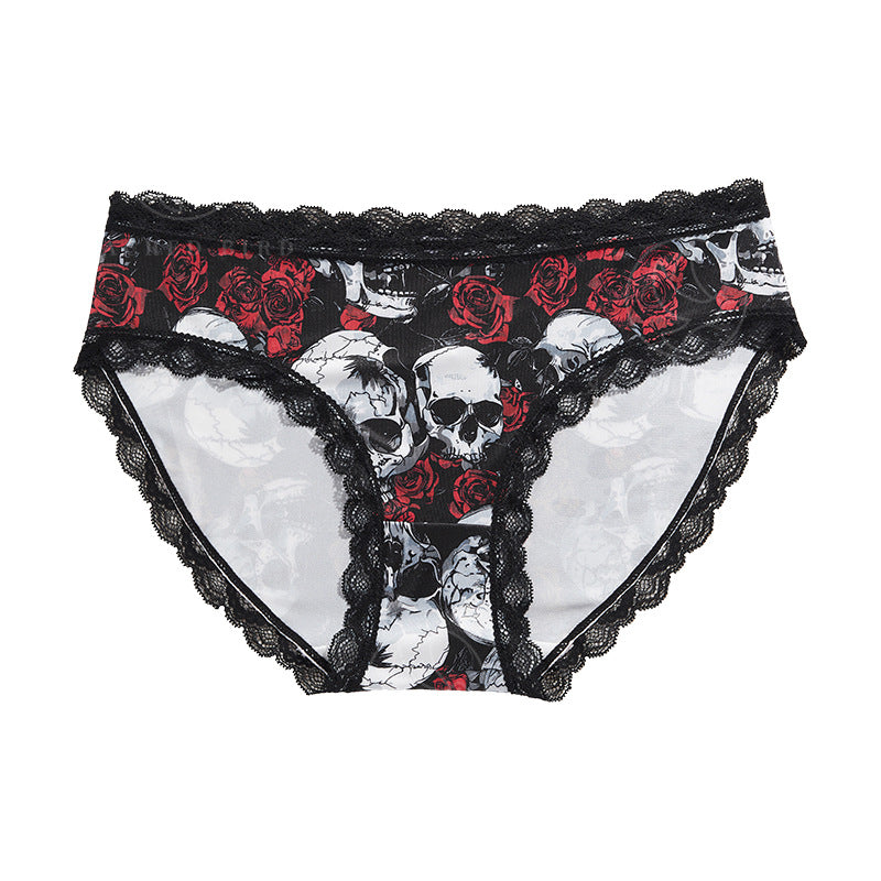Lace Halloween Print Breathable Low-Rise Briefs