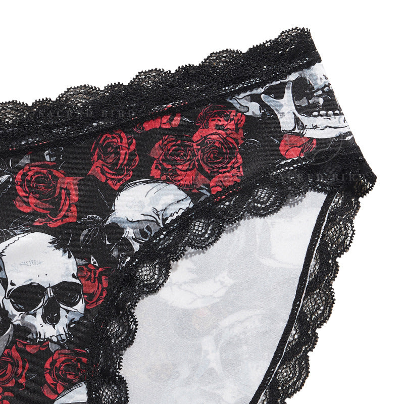 Lace Halloween Print Breathable Low-Rise Briefs