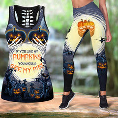 Halloween White Skull Trousers Sleeveless Top Digital Printing Casual Suit Home Clothes