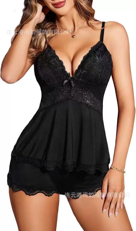 Comfortable Lace-Trimmed Camisole Loungewear Set