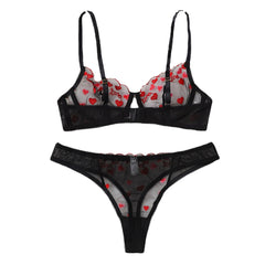 Sexy Mesh See-Through Heart Bikini Set